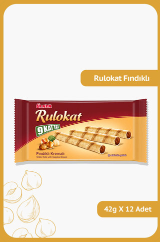 Ülker RULOKAT 9 Kat Tat - Fındıklı Rulo Gofret - 42 gram - 12 Adet