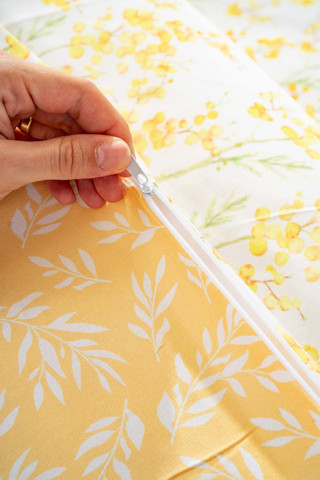 Lorisa Sarı Çift Kişilik Nevresim Takımı Pamuklu