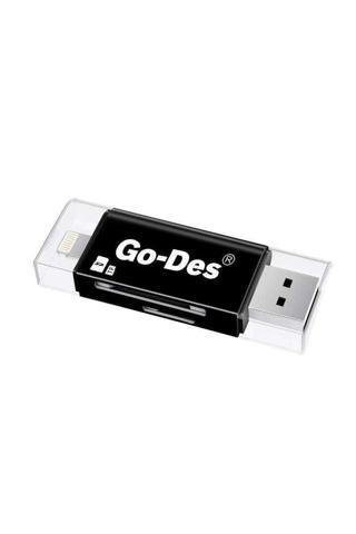 Go-Des Gd-dk102 Lightning & Micro Usb Veri Aktarımı Sd & Micro Sd Kart Okuyucu