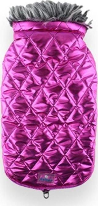 Zampa Shiny Yakalı Kürklü Mont Fuşya Large