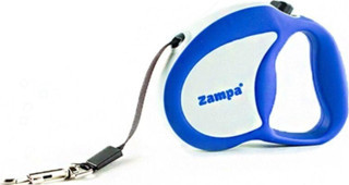 Zampa Galera Şerit Otomatik Köpek Gezdirme Tasması, 5M, L White-Blue 20 Kg