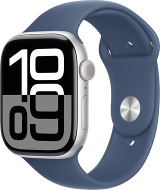 Apple Watch Series 10 GPS 46mm Gümüş Rengi Alüminyum Kasa ve Kot Rengi Spor Kordon Akıllı Saat M/L MWWL3TU/A ( Apple Türkiye Garantili)