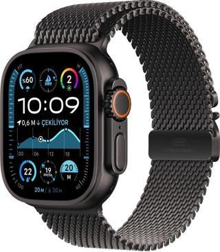 Apple Watch Ultra 2 Gps + Cellular 49Mm Siyah Titanyum Kasa + Siyah Titanyum Milano Loop - M  ( Apple Türkiye Garantili )