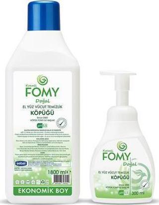 FOMY Doğal Narin El Temizleme Köpüğü Özenle Hazırlanmış Nemlendirici Yenileyici Formül 300+1800ml