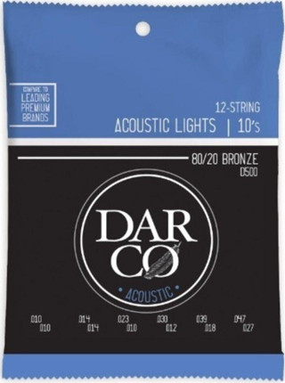 Darco 41Y18D500 12-String Lights Akustik Gitar Teli (0.10-0.47 / 0.10-0.27)-12 Telli Akustik Gitar
