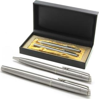 Kişiye Özel Krom Roller & Tükenmez Kalem Seti (Mavi)