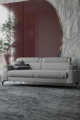 Modalife Veyron Üçlü Kanepe Yataklı - Gri