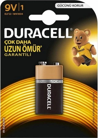 DURACELL 9V KARE PİL (1 ADET FİYATI)