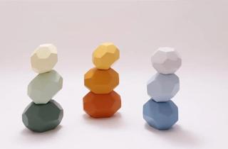 Locco Ahşap Denge Taşları Wooden Balancing Stones Ahşap Oyuncak 9 Adet