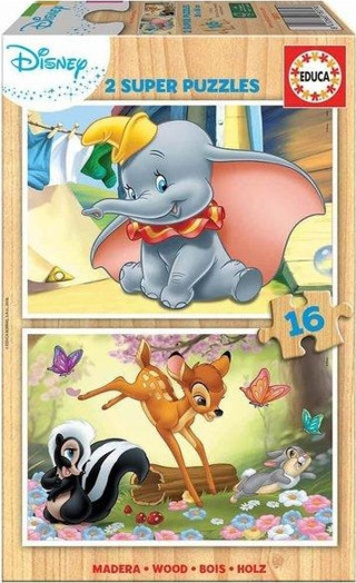 Educa Disney Animals 2x16 Parça Ahşap Puzzle
