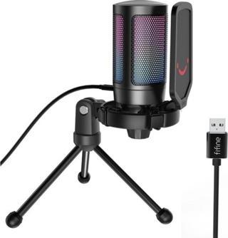 Fifine Ampligame A6V Yayıncı Oyuncu Podcast Youtuber Rgb Usb Mikrofon