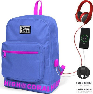 Coral High Sırt Çanta (Usb+Aux Soketli) 24106