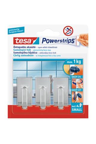 Tchibo Tesa Powerstrips® Küçük Dikdörtgen Çıkarılabilir Krom 3'Lü Askı