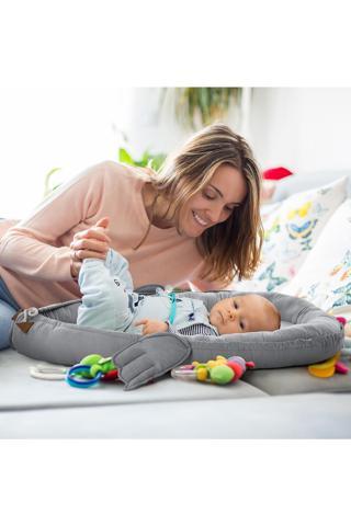 Wellgro Melek Kanatlı Anne Yanı Bebek Yatağı Babynest-Gri ,İlk Yatağım, Oyuncak Barlı Bebek Yuvası