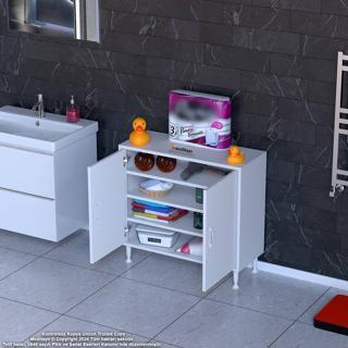 Modilayn SÖKE Küçük Alanlar İçin Akıllı Çözümler 85x75x32,5 cm’ lik 2 Kapaklı 4 Göz Raf Dolap