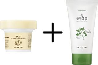 Skinfood Egg White Pore Mask + Vege Garden Cleansing Foam Mugwort 150ml