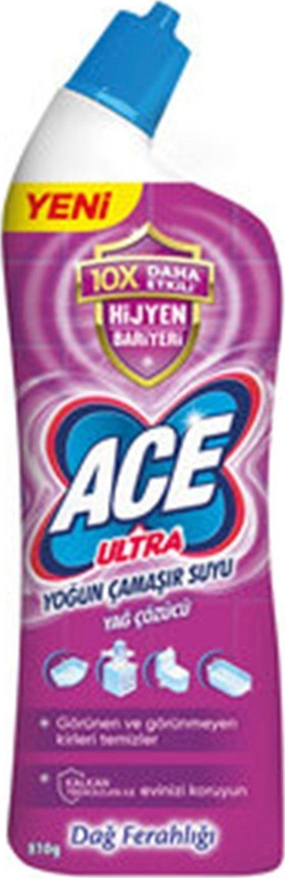 ACE Ultra Yoğun Çamaşır Suyu Yağ Çözücü Dağ Ferahlığı 810 Ml 10X Daha Etkili Hijyen Bariyeri