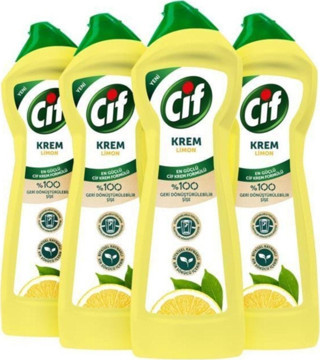 Cif Krem Limon Kokulu Temizleyici 500 Ml 4'Lü Paket