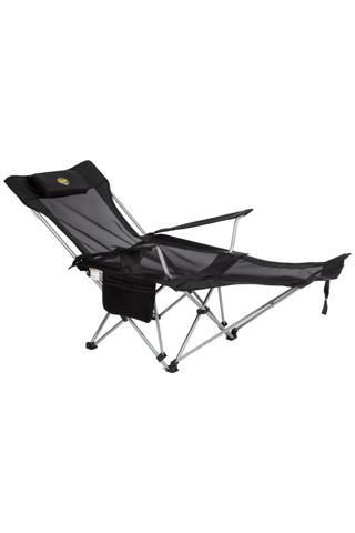 Funky Chairs Lazy 3 PLUS Yatabilen Ayak Uzatmalı Sehpalı Şezlong Kamp Plaj Piknik Sandalyesi - Siyah