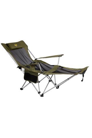 Funky Chairs Lazy 3 PLUS Yatabilen Ayak Uzatmalı Sehpalı Şezlong Kamp Plaj Piknik Sandalyesi - Haki