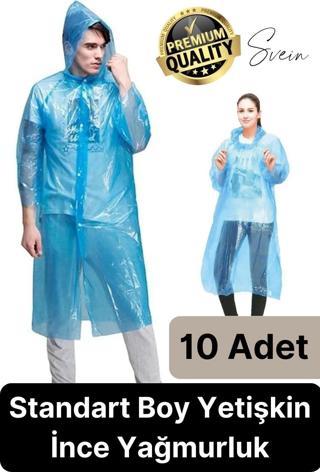 10'lu Taşınabilir Kadın Erkek Unisex Yağmurluk Su Geçirmez Kullanımlık Kamp Yürüyüş Kapşonlu