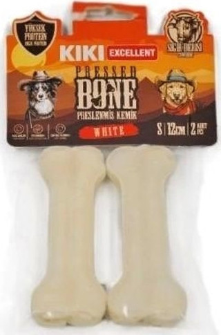 Kiki Excellent Sığır Derisinden Pres Kemik Köpek Ödülü 7 Cm 4 Adet Beyaz