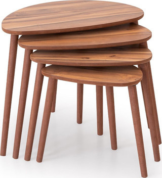 Nora 4lü Dörtlü Mdf Ahşap Zigon Sehpa - Ceviz