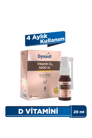 Dynavit Vitamin D3 1000 IU (25mcg) 20 mL Sprey - D3 Vitamini - Bağışıklık & Kas & Kemik