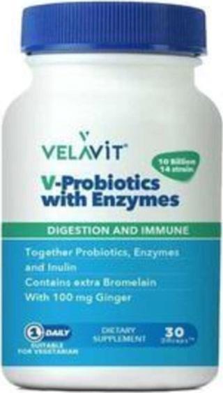 Velavit V-Probiotics With Enzymes 30 Kapsül