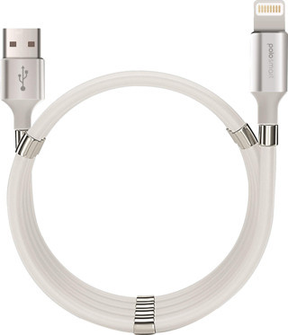 Polosmart PSM66 Mıknatıslı Sarmal Şarj ve Data Kablosu 1 Metre Beyaz