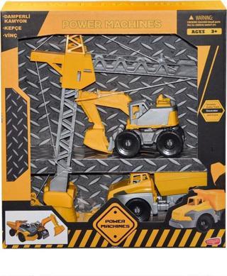ML447 Power Machines Vinç, Damperli Kamyon ve Kepçe İnşaat Seti -Molmo