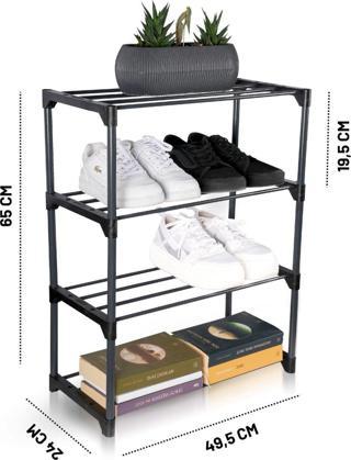 Teno Çok Amaçlı Raf - 4 Katlı Metal Ayakkabılık - Organizer - Kitaplık - Çiçeklik