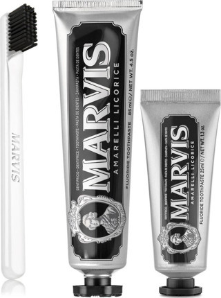 Marvis Amarelli Licorice Meyanköklü Diş Macunu 85 Ml + 25 Ml + Yumuşak Diş Fırçası 3 Lü Bakım Seti