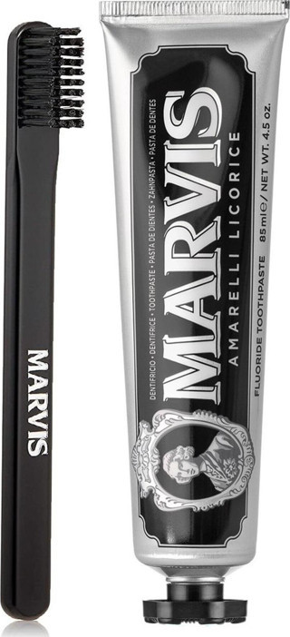 Marvis Amarelli Licorice Meyanköklü Diş Macunu 85 Ml + Black Orta Sert Diş Fırçası 2 Li Bakım Seti