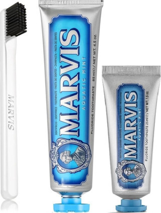 Marvis Aquatic Mint Diş Macunu 85 Ml + 25 Ml + Yumuşak Diş Fırçası 3 Lü Bakım Seti