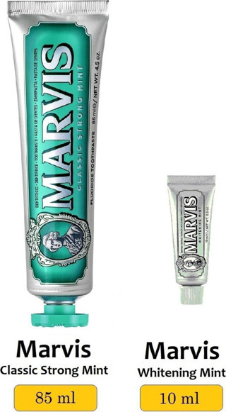 Marvis Classic Strong Mint Yoğun Naneli Diş Macunu 85 Ml + Whitening Mint 10 Ml 2 Li Avantajlı Set