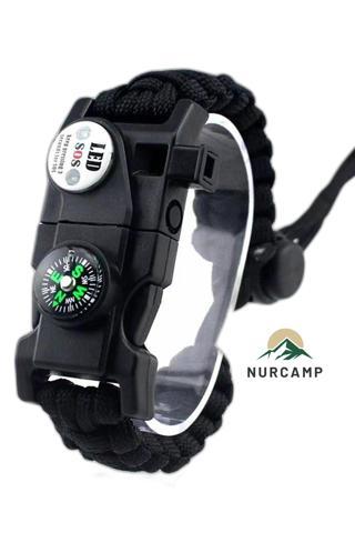 Nurcamp Out-4300 Paracord Hayatta Kalma Bilekliği Siyah