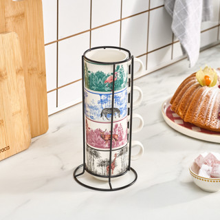 Karaca Jungle 5 Parça Standlı Çay Fincanı Seti 160 ml