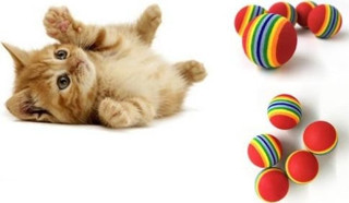2 ADET GÖKKUŞAĞI RENKLI KEDI KÖPEK OYUN TOPU