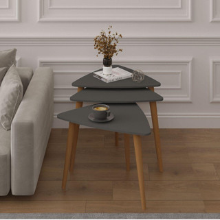 3’lü ÜÇGEN ZİGON SEHPA AHŞAP AYAKLI