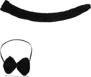 Peluş Siyah Renk Kuyruk ve Papyon Yetişkin Çocuk Uyumlu TdrTR