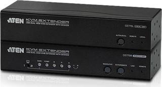 VGA Dual View Cat 5 KVM (Keyboard/Video Monitor/Mouse) Mesafe Uzatma Cihazı, Ses (hoparlör ve mikrofon) bağlantı desteği