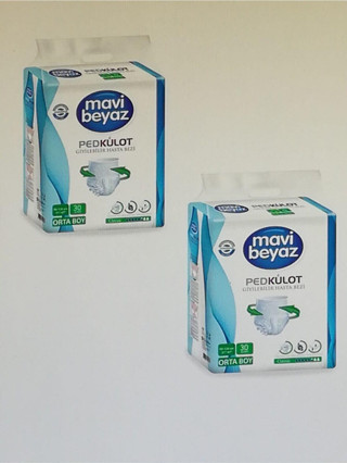 Mavi Beyaz Ped Emici Külot Yetişkin Hasta Bezi 2X30=60