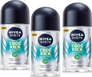 Nivea Men Cool Kick Fresh Erkek Roll-On 50 Ml 3 Adet