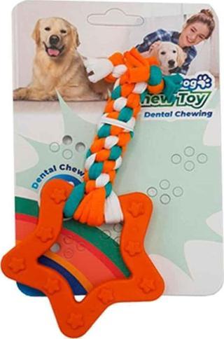 Euro Dog Plus Yıldız Şekilli Köpek Diş Kaşıma İpi Turuncu 14,5 Cm