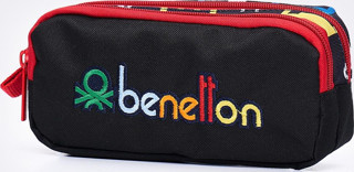 United Colors Of Benetton Çok Gözlü Kalemlik İki Bölmeli Kalem Kutusu Siyah 13174