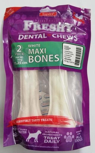 Freshy Beyaz Press Deri Köpek Çiğneme Kemiği. 70-75 Gr. 2'li Paket