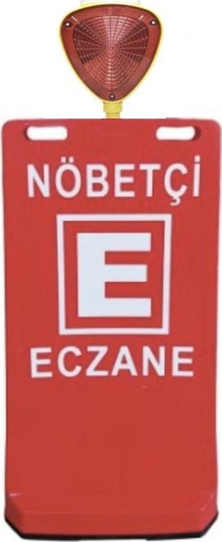 Flaşör Lambalı Eczane Baskılı Çift Yön Ultra Levhalı Reklam Dubası Kırmızı Renk 7.5 Kg