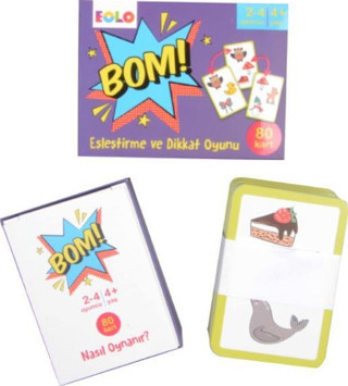 Bom! Eşleştirme ve Dikkat Oyunu 80 Kart 