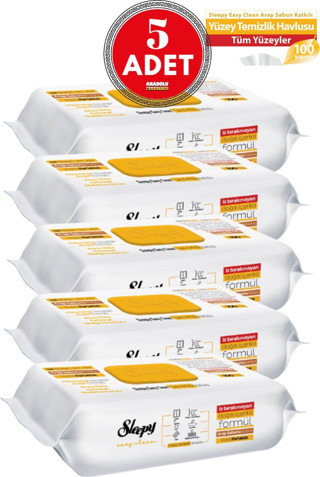 Sleepy Easy Clean Arap Sabunlu Yüzey Temizlik Havlusu 100'Lü X 5 Adet
